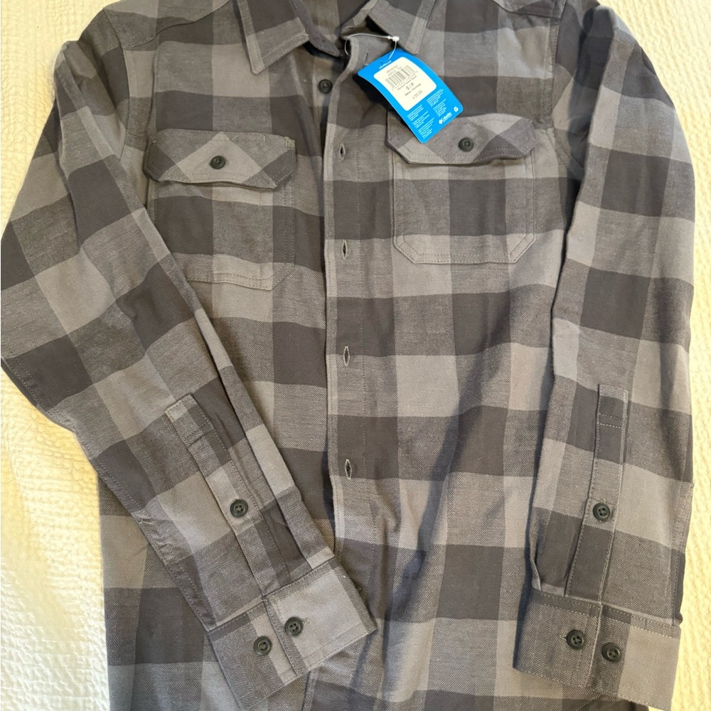 Columbia Black and Brown Plaid Shirt